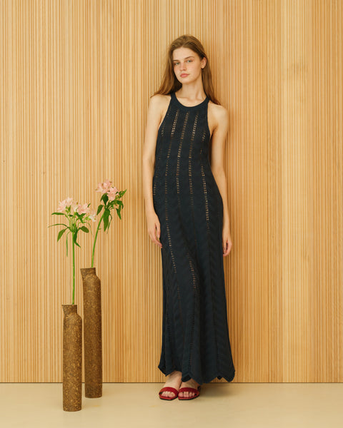 Fine Cotton Dress with Zig Zag Crochet - Lèmme