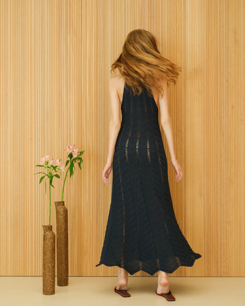 Fine Cotton Dress with Zig Zag Crochet - Lèmme