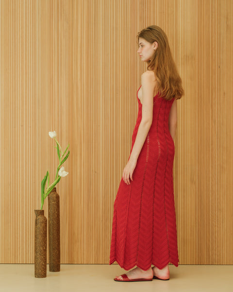 Fine Cotton Dress with Zig Zag Crochet - Lèmme