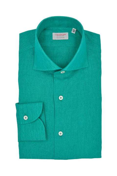 Water Green Linen Shirt Cordone 1956