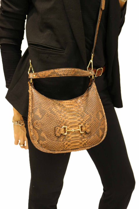 Small Shoulder Bag in Genuine Diamond Python (Zip)