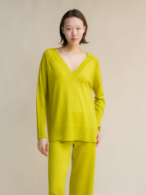 Extra Fine Merino V Neck Maxi Sweater - Lèmme