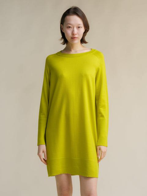 Extra Fine Merino Wool Crewneck Midi Dress - Lèmme