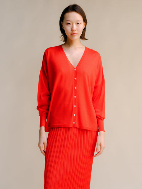 Extra Fine Merino Wool Oversized V-Neck Cardigan (3D-Knit) - Lèmme