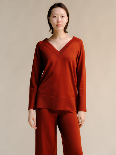 Extra Fine Merino V Neck Maxi Sweater - Lèmme