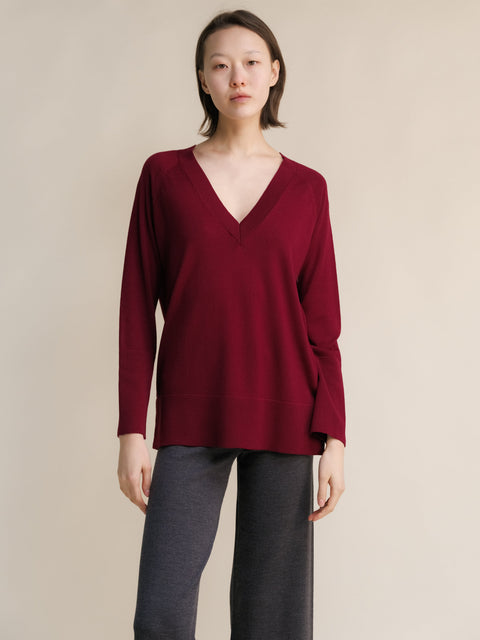 Extra Fine Merino V Neck Maxi Sweater - Lèmme