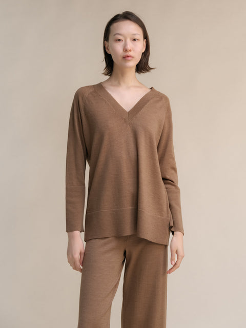 Extra Fine Merino V Neck Maxi Sweater - Lèmme