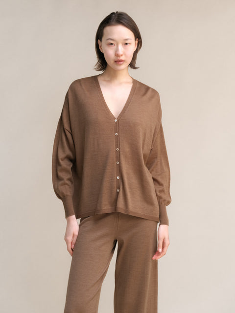 Extra Fine Merino Wool Oversized V-Neck Cardigan (3D-Knit) - Lèmme