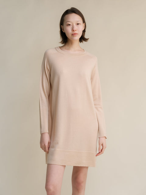 Extra Fine Merino Wool Crewneck Midi Dress - Lèmme