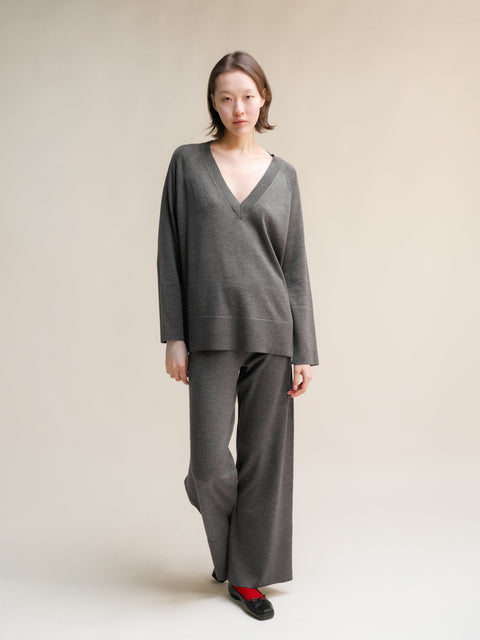 Extra Fine Merino V Neck Maxi Sweater - Lèmme