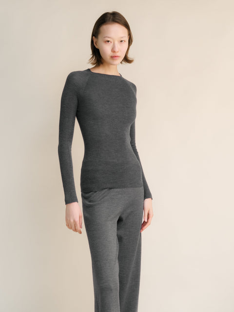 Extra Fine Merino Wool Ribbed 3D-Knit Crewneck Sweater - Lèmme