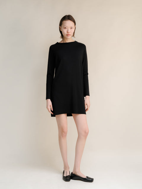 Extra Fine Merino Wool Crewneck Midi Dress - Lèmme
