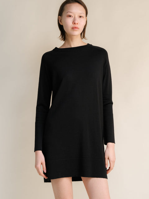 Extra Fine Merino Wool Crewneck Midi Dress - Lèmme