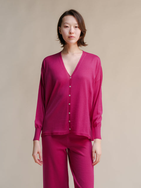 Extra Fine Merino Wool Oversized V-Neck Cardigan (3D-Knit) - Lèmme