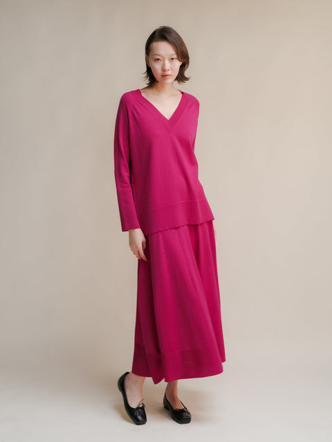 Extra Fine Merino Wool A-Line Skirt (3D-Knit) - Lèmme