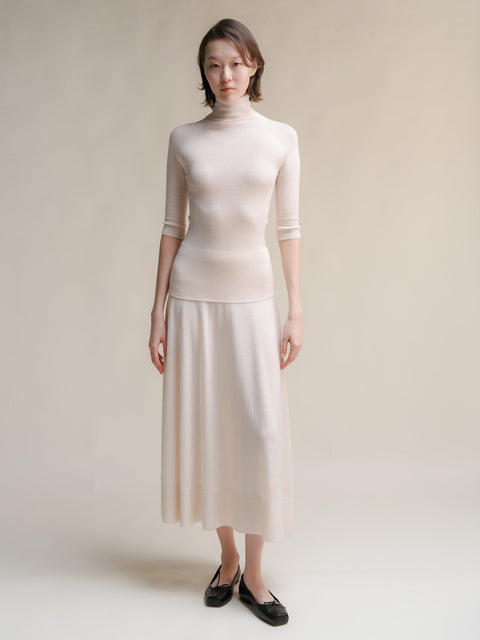 Extra Fine Merino Wool A-Line Skirt (3D-Knit) - Lèmme