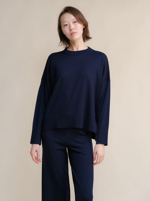 Extra Fine Merino Wool Oversized Crewneck Sweater - Lèmme