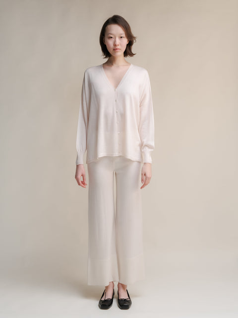 Extra Fine Merino Wool Oversized V-Neck Cardigan (3D-Knit) - Lèmme