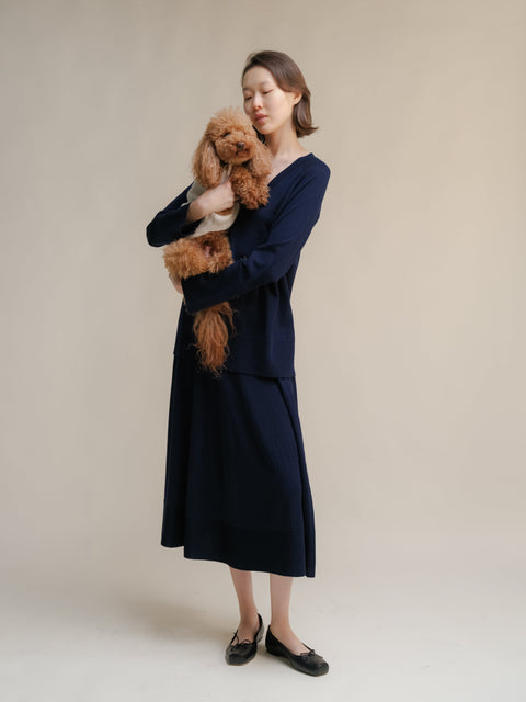 Extra Fine Merino Wool A-Line Skirt (3D-Knit) - Lèmme