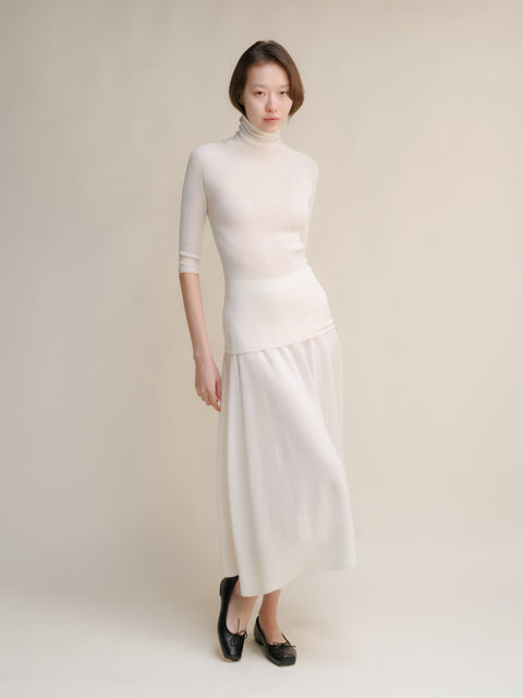 Extra Fine Merino Wool A-Line Skirt (3D-Knit) - Lèmme