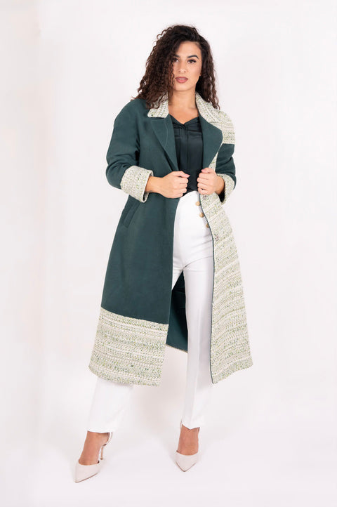 Coat - Green with details Corallo Sartoria