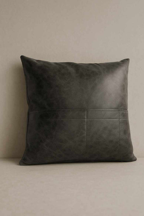 Leather cushion with side pockets