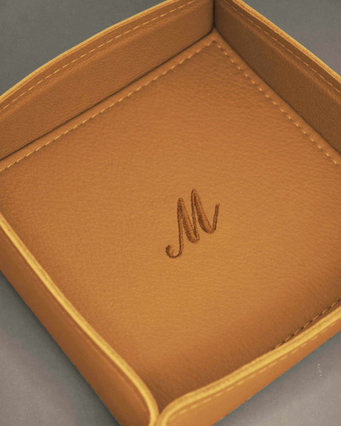 Valet tray with embroidered inner flap (initial)