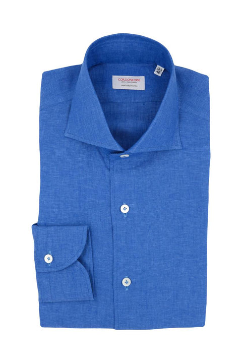 Azure Linen Shirt Cordone 1956
