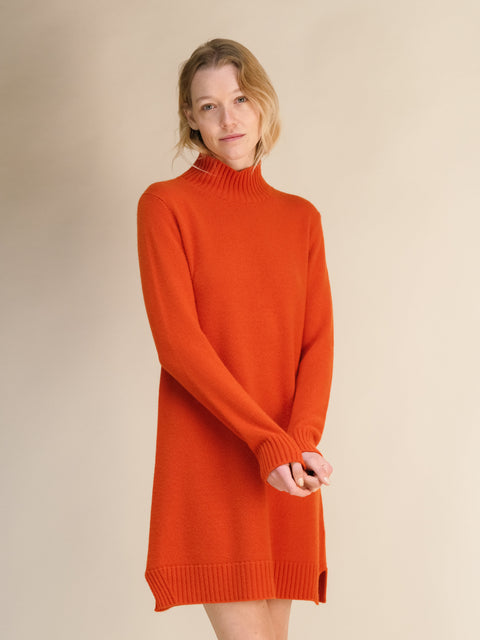 Cashmere Mix High Neck Midi Dress - Lèmme