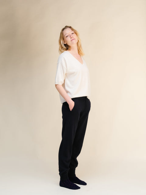 Cashmere Mix V-Neck T-Shirt (3D-Knit) - Lèmme