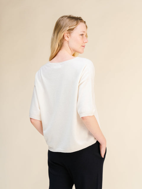 Cashmere Mix V-Neck T-Shirt (3D-Knit) - Lèmme