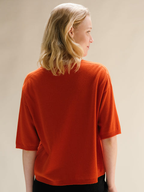 Cashmere Mix V-Neck T-Shirt (3D-Knit) - Lèmme