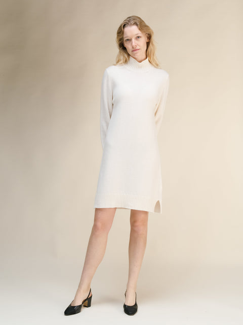 Cashmere Mix High Neck Midi Dress - Lèmme