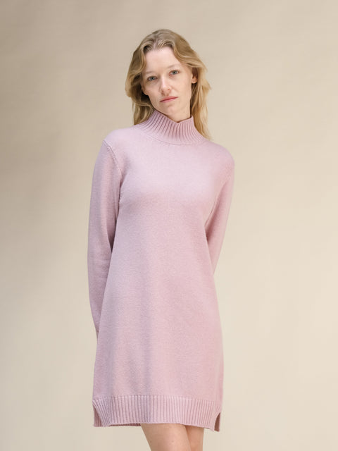 Cashmere Mix High Neck Midi Dress - Lèmme