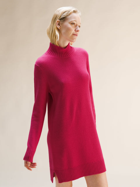 Cashmere Mix High Neck Midi Dress - Lèmme
