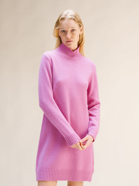 Cashmere Mix High Neck Midi Dress - Lèmme