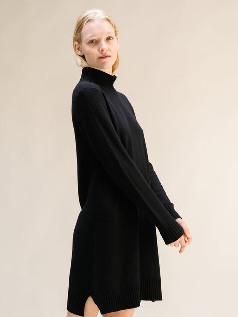 Cashmere Mix High Neck Midi Dress - Lèmme