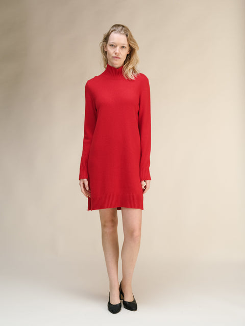 Cashmere Mix High Neck Midi Dress - Lèmme