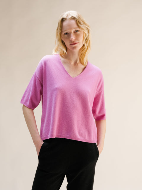 Cashmere Mix V-Neck T-Shirt (3D-Knit) - Lèmme