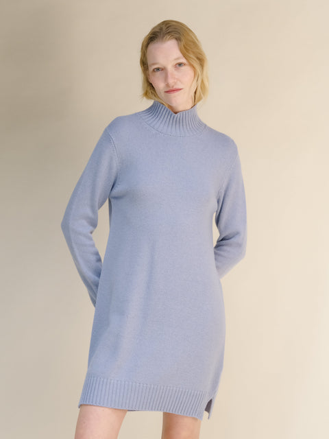 Cashmere Mix High Neck Midi Dress - Lèmme