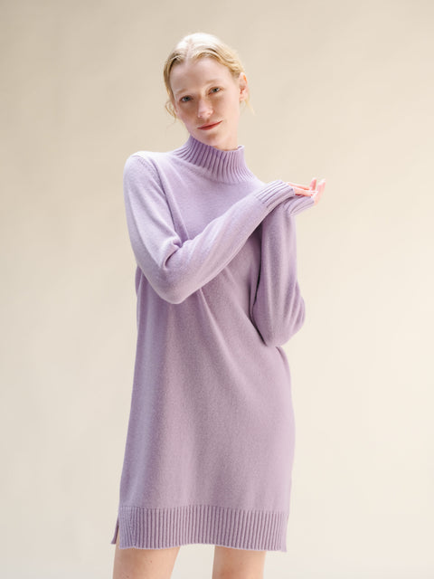 Cashmere Mix High Neck Midi Dress - Lèmme