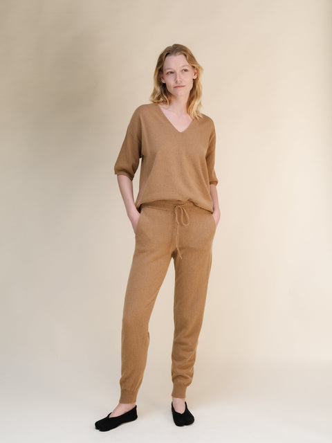Cashmere Mix V-Neck T-Shirt (3D-Knit) - Lèmme