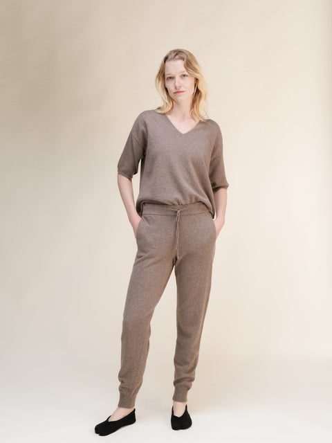 Cashmere Mix V-Neck T-Shirt (3D-Knit) - Lèmme
