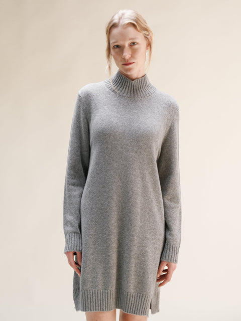 Cashmere Mix High Neck Midi Dress - Lèmme