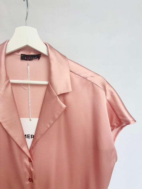 Blush Pink Satin Shirt SixStop
