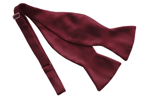 Burgundy Silk Satin Self-Tie Bow Tie