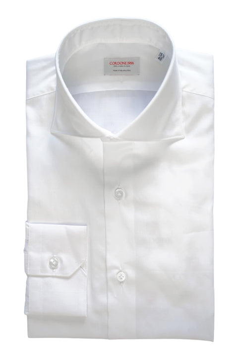 White Popeline Solid Shirt Cordone 1956