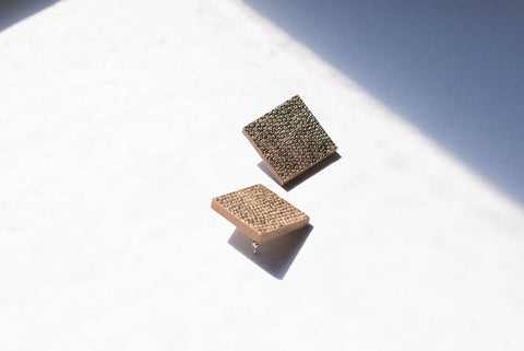 Earrings - Large Leather Tile Lidia Mallia