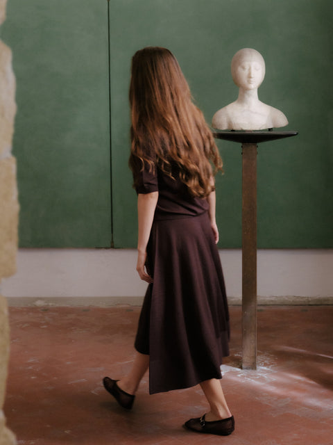 Extra Fine Merino Wool A-Line Skirt (3D-Knit) - Lèmme
