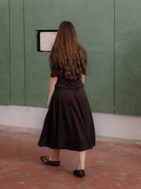 Extra Fine Merino Wool A-Line Skirt (3D-Knit) - Lèmme